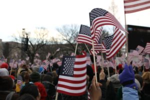 American flags waving