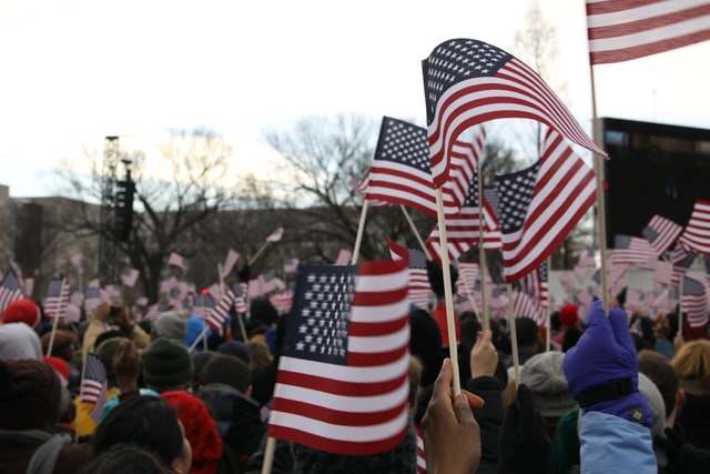 American flags waving